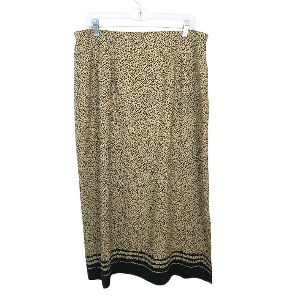 Vintage Liz Baker Tan Black Cheetah Print 90s Avant Garde Maxi Skirt Size XL